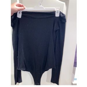Off the shoulder black bodysuit